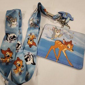 Loungefly Disney Bambi Snowy Day Thumper Flower  Lanyard ID Holder NEW